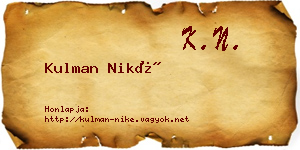 Kulman Niké névjegykártya